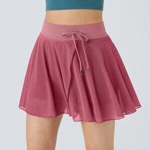 NWT Halara High-Waisted Drawstring Mesh 2-in-1 Pocket Mini Skirt / Shorts